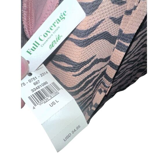 NEW WITH TAGS beautiful Aerie Swimsuit Womens size Large Tan Black Tiger Print W - Picture 6 of 6